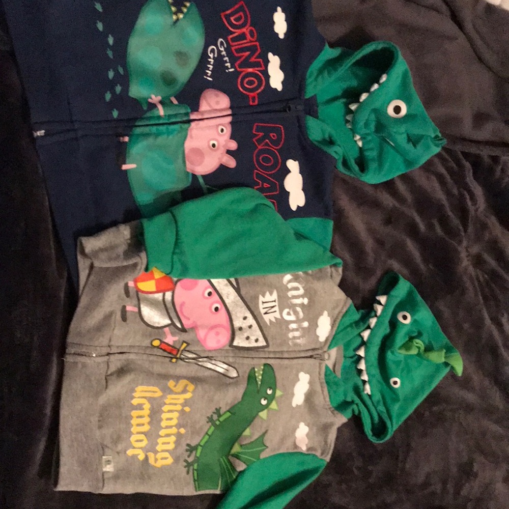 2 George Pig (peppa pig) zip up hoodies. Size 2T.